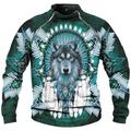 Mens Graphic Hoodie Native American Zip Sweatshirt Raglan Daily Ethnic Casual Animal Wolf Prints Sweatshirts Blue Brown Green Long Sleeve Designer Cotton