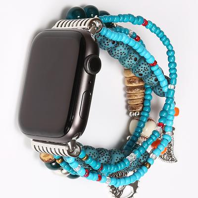 Jewelry Bracelet Compatible with Apple Watch band 38mm 40mm 41mm 42mm 44mm 45mm 49mm Women Elastic Beaded Beads Strap Replacement Wristband for iwatch Ultra 2 Series 9 8 7 SE 6 5 4 3 2 1