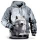 Men's Plus Size Pullover Hoodie Sweatshirt Big and Tall Wolf Hooded Long Sleeve Spring Fall Fashion Streetwear Basic Comfortable Work Daily Wear Tops