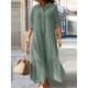 Women's Shirt Dress Cotton Linen Maxi long Dress Loose Fit Ruffle Button Long Sleeve Summer Spring Fall