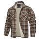 Men's Shirt Jacket Shacket Flannel Fleece Jacket Outdoor Daily Wear Warm Button Pocket Fall Winter Color Block Fashion Streetwear Lapel Regular Black Navy Blue Green Khaki Claret-red Jacket