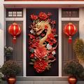 Chinese New Year Dragon Door Covers Door Tapestry Door Curtain Decoration Backdrop Door Banner for Front Door Farmhouse Holiday Party Decor Supplies