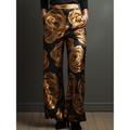 Women's Wide Leg Polyester Rose Gold Fashion High Waist Full Length Office Valentine's Day All Seasons