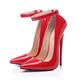 Women's Heels Pumps Ladies Shoes Valentines Gifts Dress Shoes Stilettos Party Valentine's Day Work Solid Color Stiletto Pointed Toe Sexy Casual Patent Leather Buckle Black Red