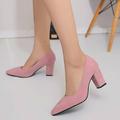 Women's Heels Pumps Suede Shoes Sexy Shoes Plus Size Party Outdoor Office Solid Colored High Heel Low Heel Chunky Heel Pointed Toe Elegant Sexy Minimalism Walking Suede Loafer Black Pink