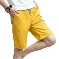 Men's Bermuda shorts Beach Shorts Casual Shorts Pocket Drawstring Elastic Waist Plain Breathable Quick Dry Knee Length Casual Daily Holiday 100% Cotton Fashion Streetwear Black White