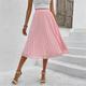 Women's Skirt Swing Knee-length High Waist Skirts Pleated Solid Colored Daily Date Summer Chiffon Elegant Fashion Casual Pink