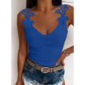 Women's Tank Top Going Out Tops Camis Black White Blue Plain Sexy Lace Lace Trims Casual Daily Basic Casual V Neck S