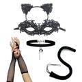 Carnival Sexy Princess Cat Dress Black Lace Mask Cat's Ears (Steamed Cat-ear Shaped Bread) Hair Hoop Dance Mask Set