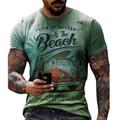 T-Shirt Vintage Mens 3D Shirt For Vacation Green Summer Men'S Tee Graphic Beach Crew Neck Yellow 3D Print Plus Size Casual Daily Short Sleeve Clothing Apparel Designer Basic Slim Fit