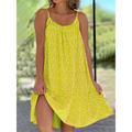 Women's Beach Dress Beach Wear Mini Dress Print Tropical Fashion Floral Spaghetti Strap Sleeveless Loose Fit Outdoor Daily Black Yellow 2023 Summer Spring S M L XL