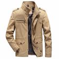 Men's Lightweight Jacket Summer Jacket Jacket Daily Going out Weekend Standing Collar Military Jacket Outerwear Solid Colored Black Army Green Khaki