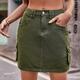 Women's Skirt Cargo Skirt Straight Above Knee Skirts Pocket Print Solid Colored Casual Daily Spring Summer Cotton Denim Fashion Black Army Green