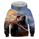 Kids Toddler Boys' Hoodie Sweatshirt Pullover Long Sleeve Dinosaur 3D Print Graphic Color Block Unisex Blue Yellow Army Green Children Tops Active Streetwear 3-12 Years