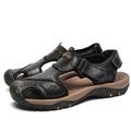 Men's Sandals Leather Sandals Sporty Sandals Outdoor Hiking Sandals Sports Sandals Water Shoes Casual Beach Daily Nappa Leather Breathable Magic Tape Dark Brown Black Brown Summer Spring