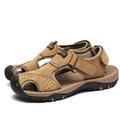 Men's Sandals Leather Sandals Sporty Sandals Outdoor Hiking Sandals Sports Sandals Water Shoes Casual Beach Daily Nappa Leather Breathable Magic Tape Dark Brown Black Brown Summer Spring