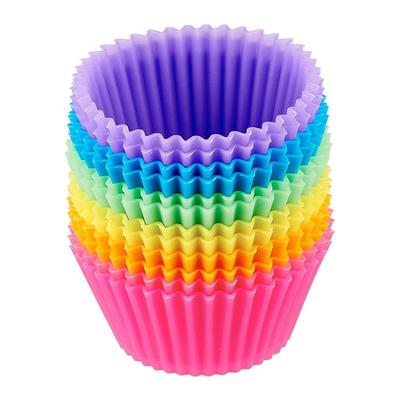 12 Pcs Reusable Silicone Baking Cups Nonstick Muffin Molds for Cake Balls Muffins Cupcakes