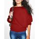 Women's Pullover Knitted Solid Color Stylish Basic Casual Long Sleeve Batwing Sleeve Regular Fit Regular Sweater Cardigans Boat Neck Fall Winter Blue Wine Black / Going out