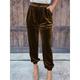 Women's Sweatpants Joggers Velvet Pants Trousers Full Length Pocket Micro-elastic High Waist Fashion Streetwear Party Dark Brown Black S M Fall Winter