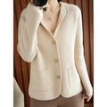 Women's Cardigan Shirt Collar Ribbed Knit Polyester Button Pocket Knitted Fall Winter Short Outdoor Daily Going out Stylish Casual Soft Long Sleeve Solid Color Purple Beige S M L