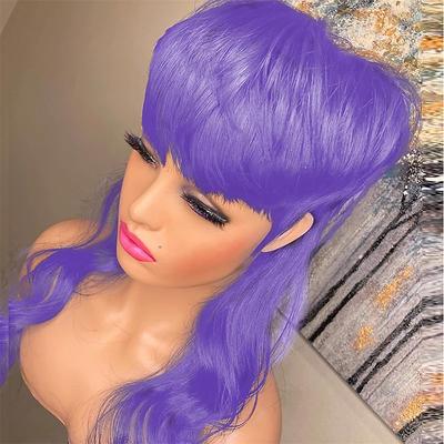 Daily Use 20inch Body Wave Synthetic Heat Resistant Hair Replacement Wigs Halloween Cosplay Wig 80s90s Mullet Wigs for Women Mullet Pixie Cut Wig With Bangs Christmas Party Wigs