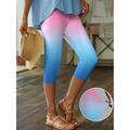 Women's Shapewear Capri Pants Gradient Print Capris High Elasticity High Rise Designer Casual Casual Daily Wear Transparent Green Transparent Pink S M Spring, Fall, Winter, Summer