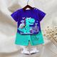 2 Pieces Toddler Boys T-shirt Shorts Outfit Animal Cartoon Letter Short Sleeve Set Outdoor Neutral Daily Basic Summer Spring 3-7 Years Short set 30-RABBIT rabbit. Short set 35-Happy Niu Niu Short