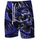 Men's Sweat Shorts Beach Shorts Terry Shorts Drawstring Elastic Waist 3D Print Graphic Skull Breathable Soft Short Casual Daily Holiday Cotton Blend Sports Designer Blue Purple Micro-elastic