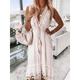 Women's Boho Chic Dresses Boho Wedding Guest Dress White Lace Wedding Dress Midi Dress Tassel Fringe Plus High Low Date Vacation Bohemia Maxi V Neck Sleeveless White Color