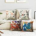 Vintage Floral Double Side Cushion Cover 4PC Soft Decorative Square Throw Pillow Cover Cushion Case Pillowcase for Bedroom Livingroom Superior Quality Machine Washable Indoor Cushion for Sofa Couch Bed Chair