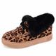 Women's Boots Snow Boots Suede Shoes Plus Size Outdoor Daily Solid Color Fleece Lined Booties Ankle Boots Winter Flat Heel Round Toe Vintage Cute Plush Faux Fur Faux Suede Loafer claret Leopard Print