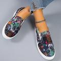 Women's Sneakers Slip-Ons Plus Size Canvas Shoes Slip-on Sneakers Daily Floral Flat Heel Round Toe Casual Canvas Loafer Black Blue Green