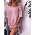 Women's Casual Dress Cotton Linen Dress T Shirt Dress Tee Dress Mini Dress Linen Cotton Blend Basic Daily Weekend Crew Neck Split Short Sleeve Summer 2023 Loose Fit White Pink Blue Plain S M L XL 2XL