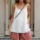 Women's Tank Top Camisole Linen Plain Casual Holiday Going out White Sleeveless Basic Casual V Neck Summer Spring