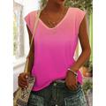 Women's Tank Top Color Gradient Casual Print Pink Sleeveless Basic Neon Bright V Neck