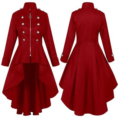 Retro Vintage Punk Gothic Medieval Tailcoat Trench Coat Witch Cosplay Women's Solid Colored Halloween Carnival Masquerade Party / Evening LARP Adults' Coat