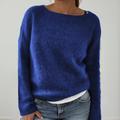 Women's Sweater Pullover Knitted Solid Color Basic Casual Long Sleeve Regular Fit Sweater Cardigans Boat Neck Spring Summer Green Blue Black / Holiday / Going out