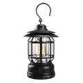 Camping Light 200LM Camping Tent Lantern Retro Outdoor Rechargeable Portable Light with Hook Dimmable Candlelight Atmosphere Flame Light