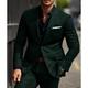 Green Men's Wedding Suits 2 Piece Solid Colored Tailored Fit Single Breasted Two-buttons 2024