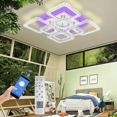 Dimmable Chrome Acrylic Ceiling Light LED 5-head and 8-head Ceiling Light with Background Light and APP Connection/Remote Control Suitable for Bedrooms Living Rooms Offices Children's Rooms