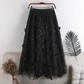 Women's Skirt Swing Work Skirts Long Skirt Midi Skirts Lace Embroidered Layered Solid Colored Office / Career Daily Spring Fall Polyester Elegant Long Summer Black Pink Navy Blue Beige