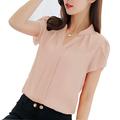 Women's Shirt Blouse White Pink Red Plain Short Sleeve Work Casual Basic Elegant V Neck Regular Slim S