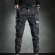 Men's Cargo Pants Cargo Trousers Trousers Work Pants Casual Pants Drawstring Elastic Waist Camouflage Comfort Breathable Casual Daily Streetwear Sports Fashion Black Micro-elastic