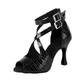 Women's Dance Boots Performance Training Practice Heel Sneaker Stripe Slim High Heel Peep Toe Cross Strap Black White