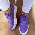 Women's Sneakers Plus Size Canvas Shoes Platform Sneakers Daily Solid Color Solid Colored Summer Platform Flat Heel Round Toe Sporty Casual Minimalism Walking Canvas Black / White White / Purple Black