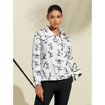 Women's Golf Pullover Sweatshirt Black White Yellow Long Sleeve Top Fall Winter Ladies Golf Attire Clothes Outfits Wear Apparel