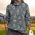 Women's Golf Pullover Sweatshirt Black White Yellow Long Sleeve Top Fall Winter Ladies Golf Attire Clothes Outfits Wear Apparel