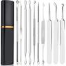 Blackhead Remover Pimple Popping Tool Kit, Boxoyx 10Pcs Professional Pimple Comedone Extractor Popper Tool Acne Removal Kit-Treatment for Pimple, Blackhead, Zit Removing, Forehead,FacialNose (Silver)