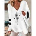 Women's Oversized Sweatshirt Pullover Animal Casual Print White Gray Sports Basic Loose Fit V Neck Long Sleeve Micro-elastic Fall Winter