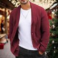 Men's Sweater Cardigan Sweater Cropped Sweater Ribbed Knit Knitted Plain Shawl Collar Warm Ups Casual Christmas Daily Wear Clothing Apparel Fall Winter Army Green Wine Red S M L